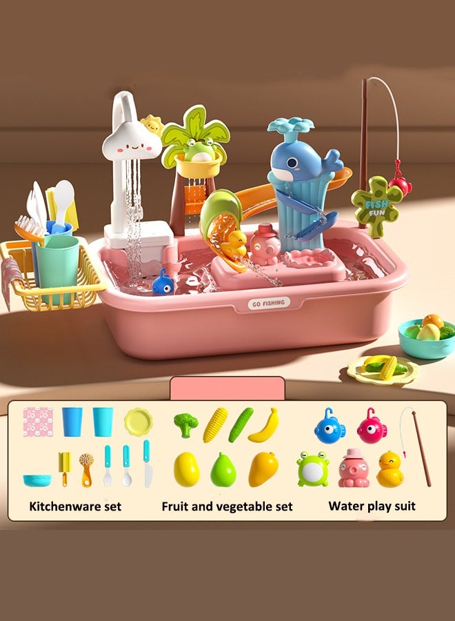 Children's dishwashing playset Dishwasher toys Fishing toys Vegetable washing sink Kitchen toys Situational simulation toys - Image 5