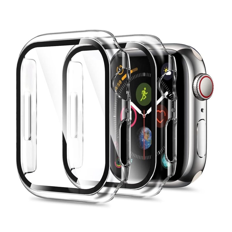 YMHML Apple Watch 42mm Series 3/2/1 2-Pack Tempered Glass Screen Protector with Hard Clear Case, Bubble-Free Full Coverage - Image 1