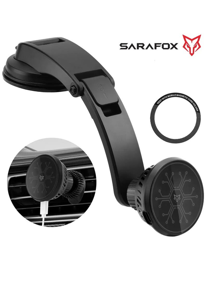 Sarafox Sarafox B9x Car Phone Holder with Cooling Fan for Mobile Phone with 15W Fast Wireless Charger  - Image 1