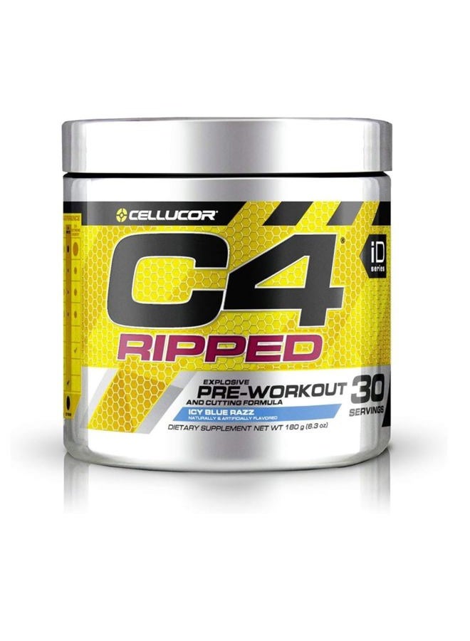 C4 Cellucor C4 Ripped Pre Workout Powder Icy Blue Razz | Creatine Free + Sugar Free Preworkout Energy Supplement for Men & Women | 150mg Caffeine + Beta Alanine| 30 Servings (Packaging May Vary) - Image 1