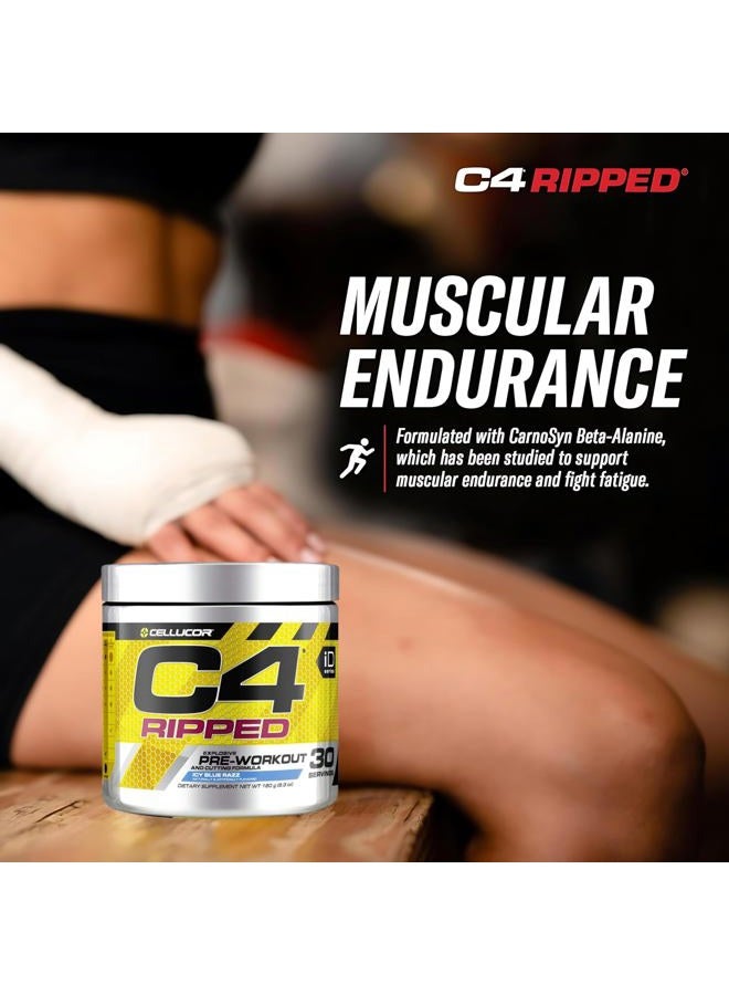 C4 Cellucor C4 Ripped Pre Workout Powder Icy Blue Razz | Creatine Free + Sugar Free Preworkout Energy Supplement for Men & Women | 150mg Caffeine + Beta Alanine| 30 Servings (Packaging May Vary) - Image 5