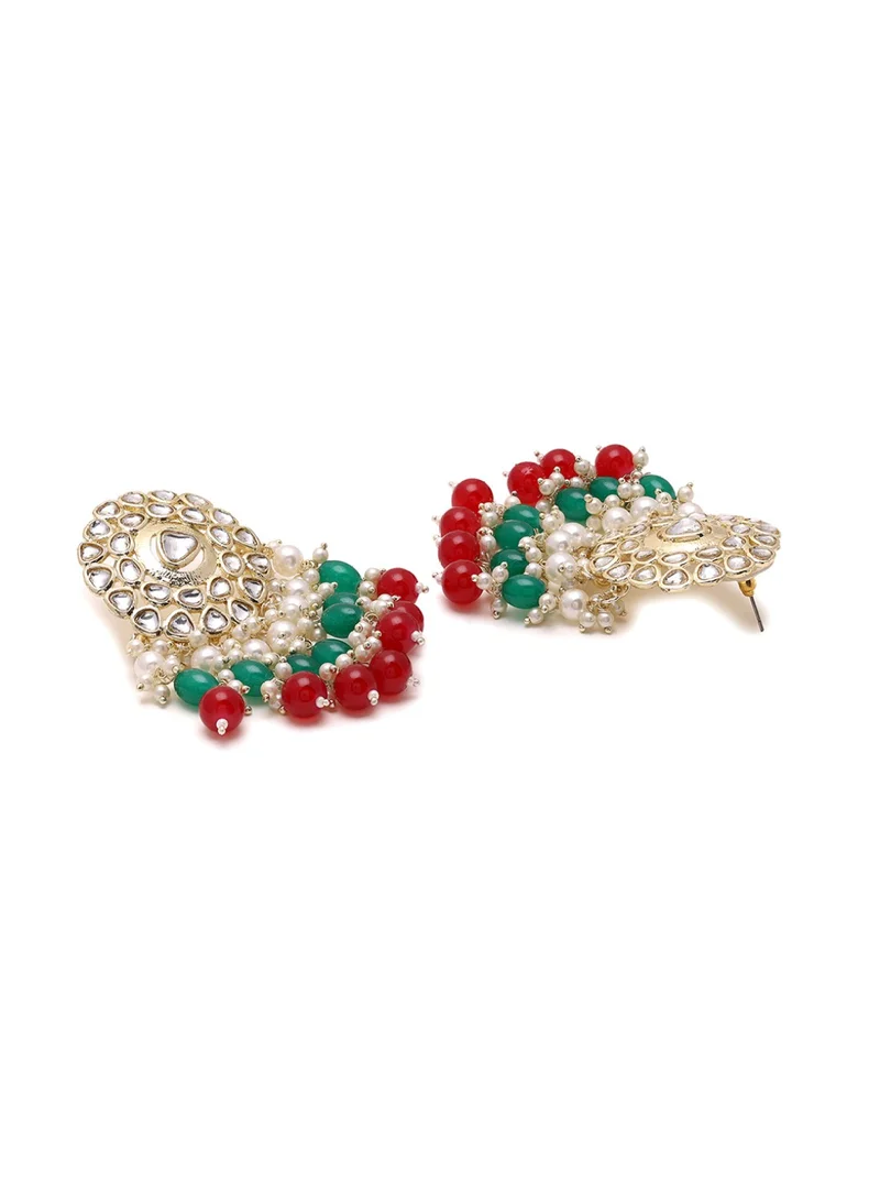 Priyaasi Kundan Studded  Beaded Contemporary Drop Earrings