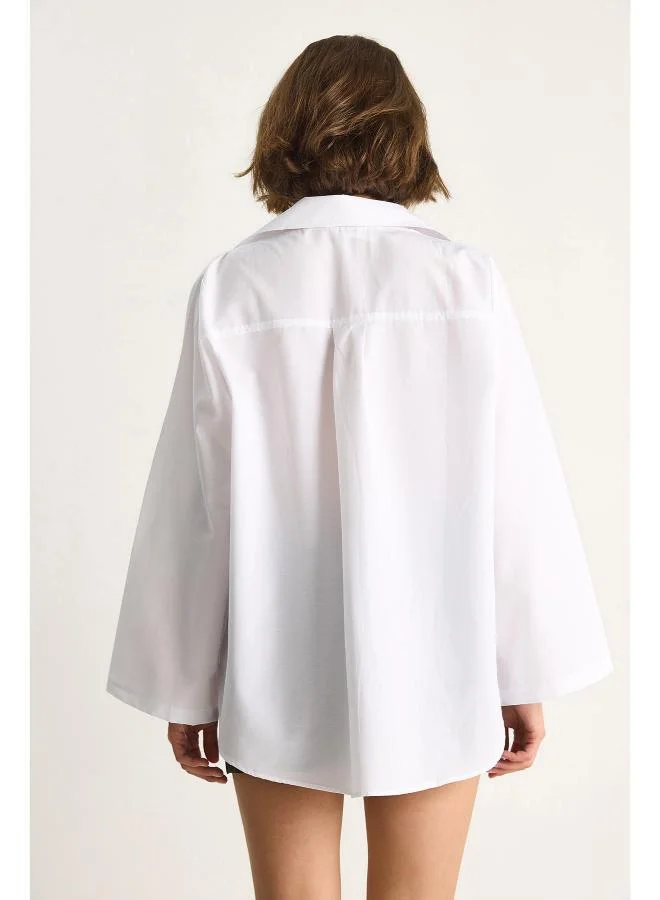 جينجر قميص بأزرار كبير الحجم