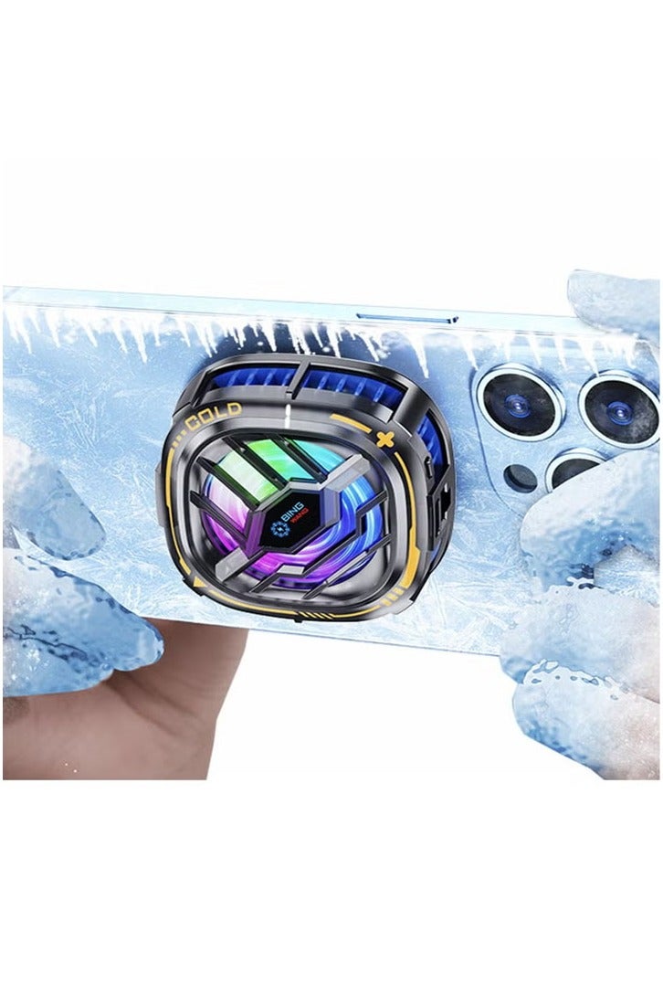 Magnetic Cell Phone Cooler, RGB Phone Cooling Fan with Semi-Conductor Cooling Chip, Cellphone Radiator with Temperature Display for Mobile Gaming,Tiktok Live Streaming - Image 1
