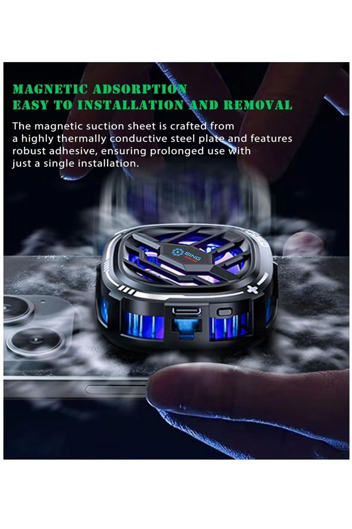 Magnetic Cell Phone Cooler, RGB Phone Cooling Fan with Semi-Conductor Cooling Chip, Cellphone Radiator with Temperature Display for Mobile Gaming,Tiktok Live Streaming - Image 3