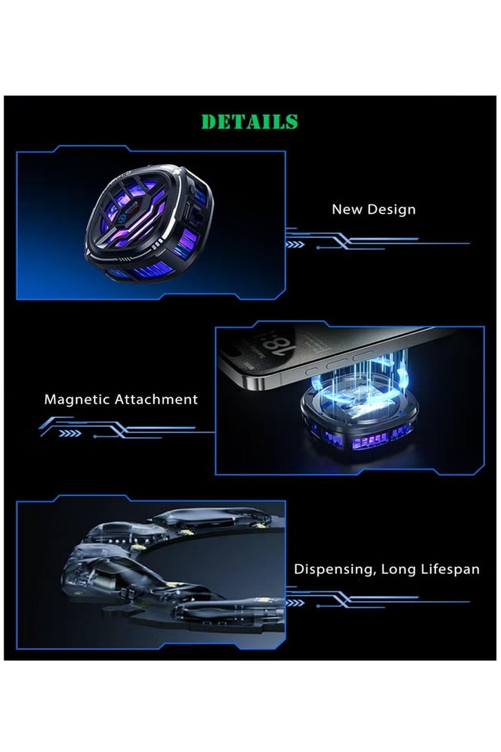 Magnetic Cell Phone Cooler, RGB Phone Cooling Fan with Semi-Conductor Cooling Chip, Cellphone Radiator with Temperature Display for Mobile Gaming,Tiktok Live Streaming - Image 4