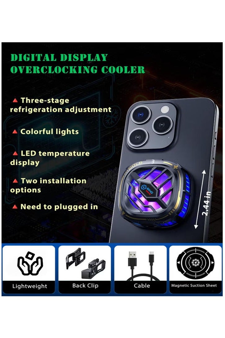 Magnetic Cell Phone Cooler, RGB Phone Cooling Fan with Semi-Conductor Cooling Chip, Cellphone Radiator with Temperature Display for Mobile Gaming,Tiktok Live Streaming - Image 5