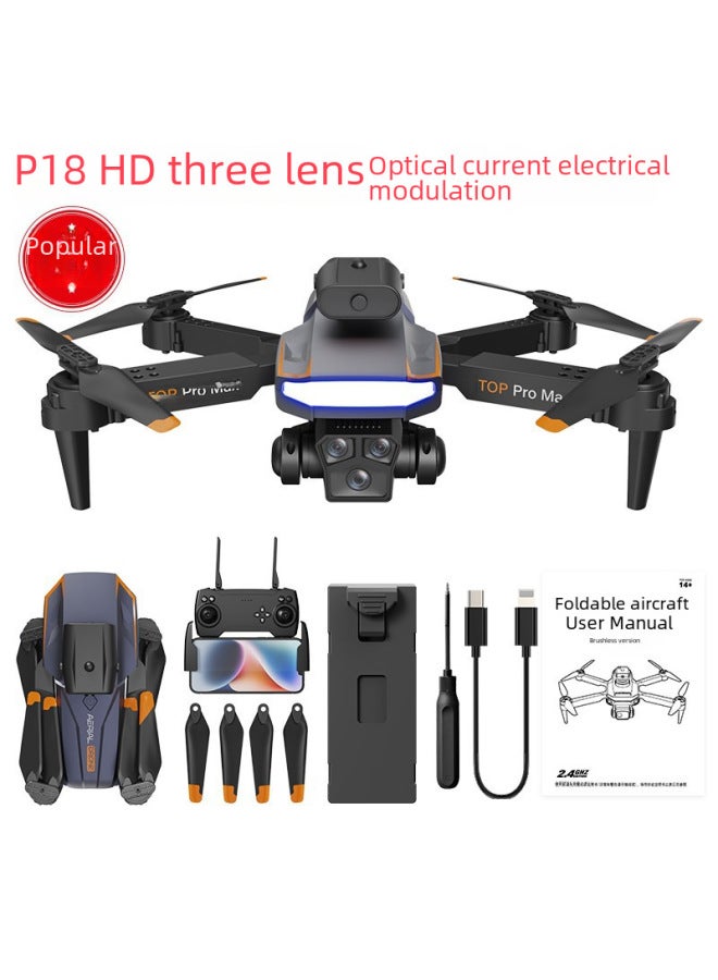 Remote Control Airplane Toy - Stunt Plane Glider Aerobatics 360-degree Rotation For Indoor Outdoor Play-Color:P18 -- Orange-Three-Lens Optical Flow Electrical Adjustment [360 Obstacle Avoidance]]-Specifications:Single Electric Version  - Image 2