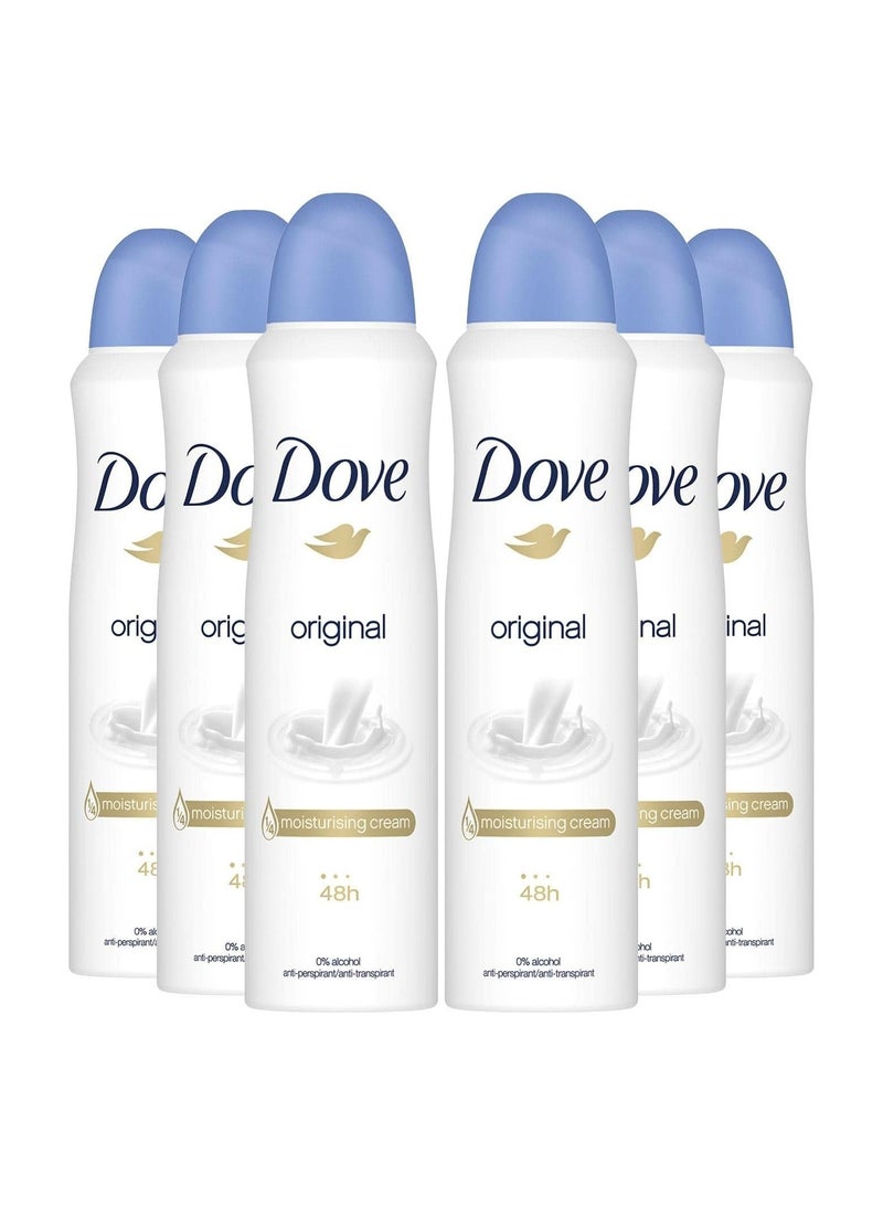 DOVE ANTIPERSPIRANT DEODORANT ORIGINAL WOMEN 150ML - PACK OF 6
