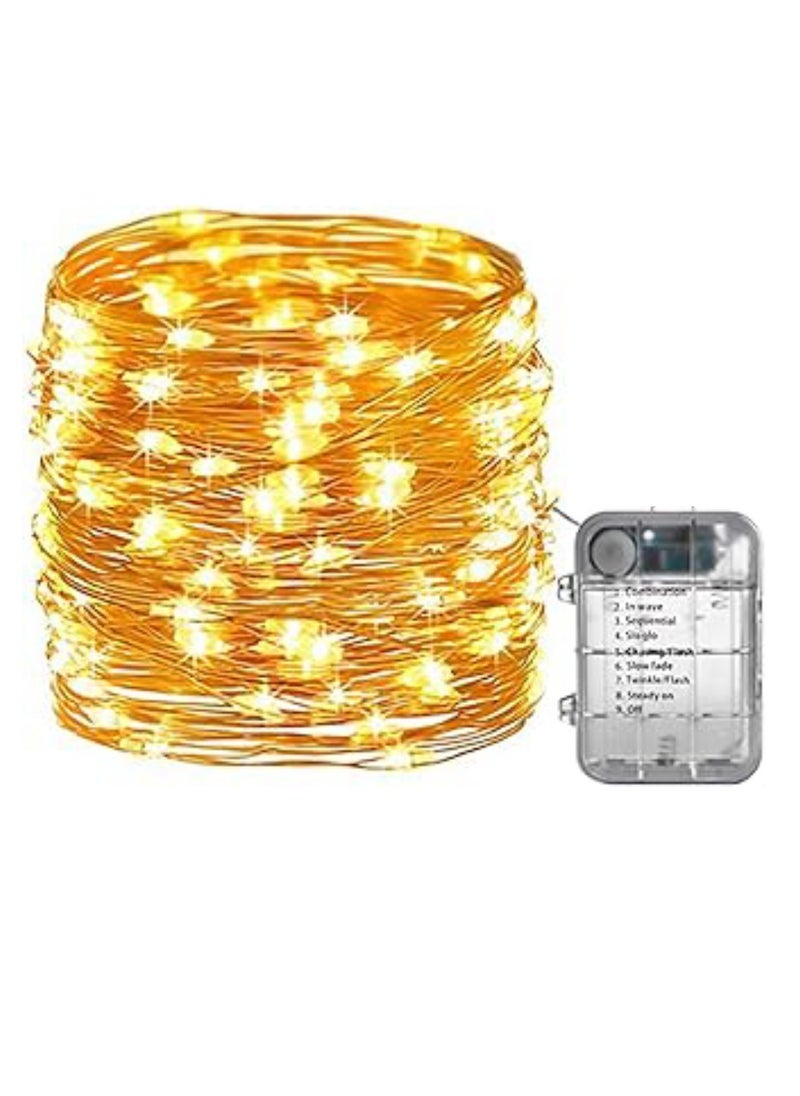Yuwell Fairy Light Battery Operated Waterproof Starry Firefly Copper Wire String Light 20M 200 Led 8 Modes For Christmas Wedding Party Home And Garden Decorations Warm White  - Image 1