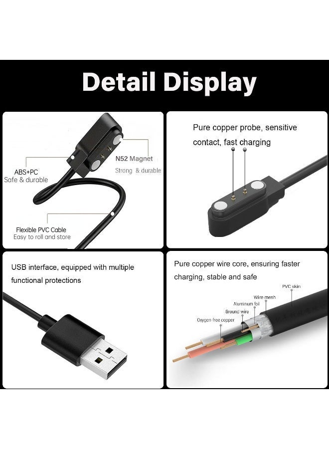 Arceyoo Compatible with CMF by Nothing Smart Watch Charger, 1-Pack Charging Cable Magnetic USB Charging Cord for CMF Watch Pro 1/Pro 2/Watch 3 Pro Smartwatch(black) - Image 3