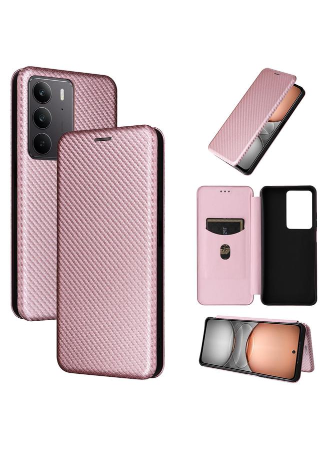 The Bros Case For Realme C75 4G Carbon Fiber Texture Flip Leather Phone Case