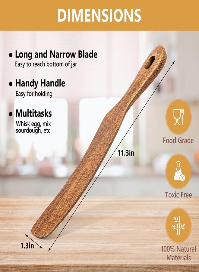 laboos Angled Wooden Bread Spatula - 11” Long Teak Stirring Tool with Comfortable Thick Handle, Easy-Hang Hole, Fits Narrow Jars & Dough Mixing - Handcrafted Wooden Utensil for Baking & Cooking - Image 5
