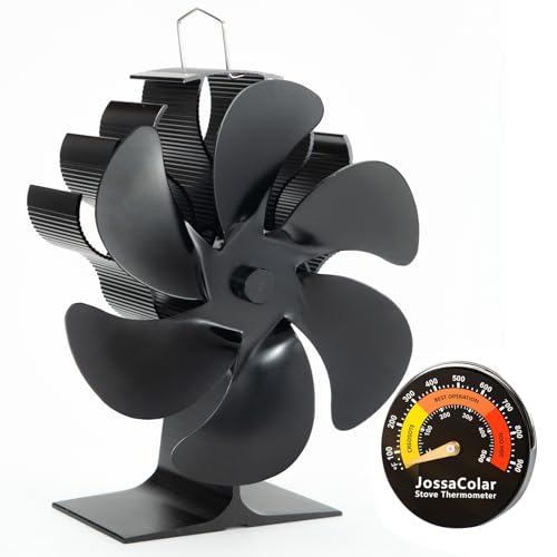 JossaColar Wood Stove Fan Heat Powered Fireplace Fan Non Electric, Thermal Fan for Wood Burning Stove/Pellet/Log Burner, w/Stove Accessories Thermometer - Image 1