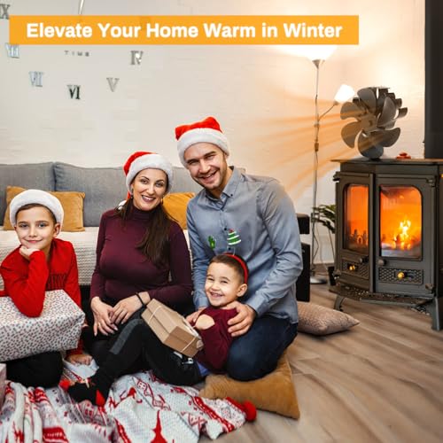 JossaColar Wood Stove Fan Heat Powered Fireplace Fan Non Electric, Thermal Fan for Wood Burning Stove/Pellet/Log Burner, w/Stove Accessories Thermometer - Image 2