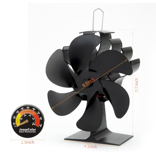 JossaColar Wood Stove Fan Heat Powered Fireplace Fan Non Electric, Thermal Fan for Wood Burning Stove/Pellet/Log Burner, w/Stove Accessories Thermometer - Image 5