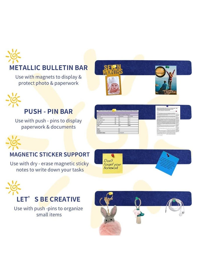 8Pcs Blue Cork Board Bar Strips with 50 Pushpins, Self-Adhesive Bulletin No Damage for Wall, Felt Pin Paste Notes, Photos, Schedules Office Decor - Image 3