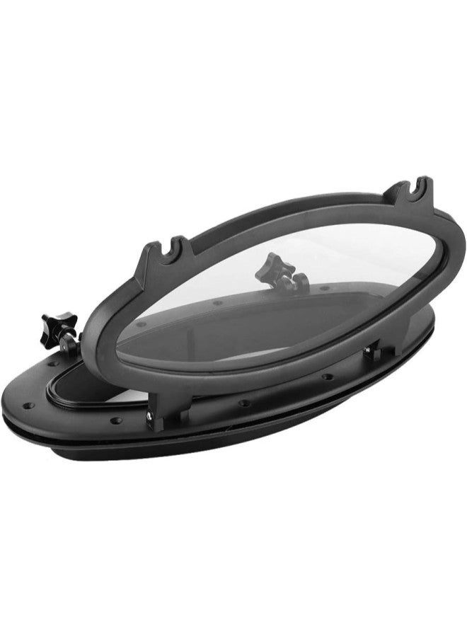 klarako Marine Porthole Oval Portlight Stalinite Port Hole Opening Window for RV Boat Yacht Black - Image 4