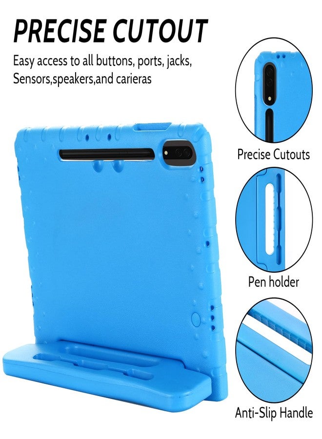 Dteck Galaxy Tab S10 Plus/S9 FE+ Kids Case with Pencil Holder, Shockproof Rugged EVA Handle Stand Childproof Case for Samsung Galaxy Tab S10+/S9 FE+/Tab S9+ 12.4", Blue - Image 4