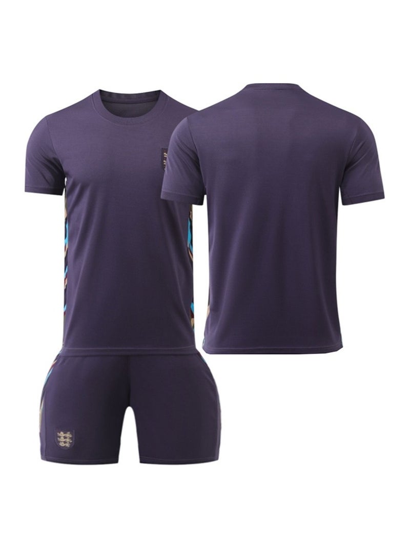 A 2-piece set of football jersey including a top, pants, The fabric is comfortable, breathable and elastic, making it suitable for both adults and children to play outdoors