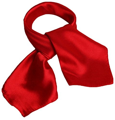 X&F Women's Solid Stain Charmeuse Neckerchief Square Scarf 23" * 23" Red - Image 4