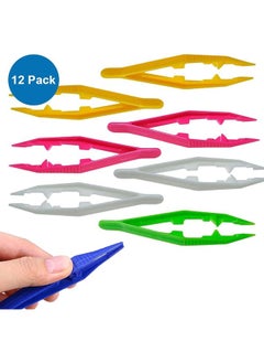 Oasisgalore 12 Pcs Lightweight Plastic Tweezers Serrated Pointed Tip for First Aid, Delicate work, Garden Work  - Image 2