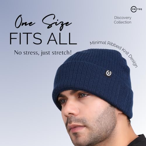 Coreteq Unisex Soft Wool Winter Cuff Beanie Cap (Air Force Blue, Free Size, Pack of 1) - Image 2