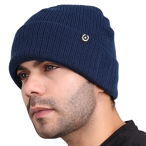 Coreteq Unisex Soft Wool Winter Cuff Beanie Cap (Air Force Blue, Free Size, Pack of 1) - Image 1