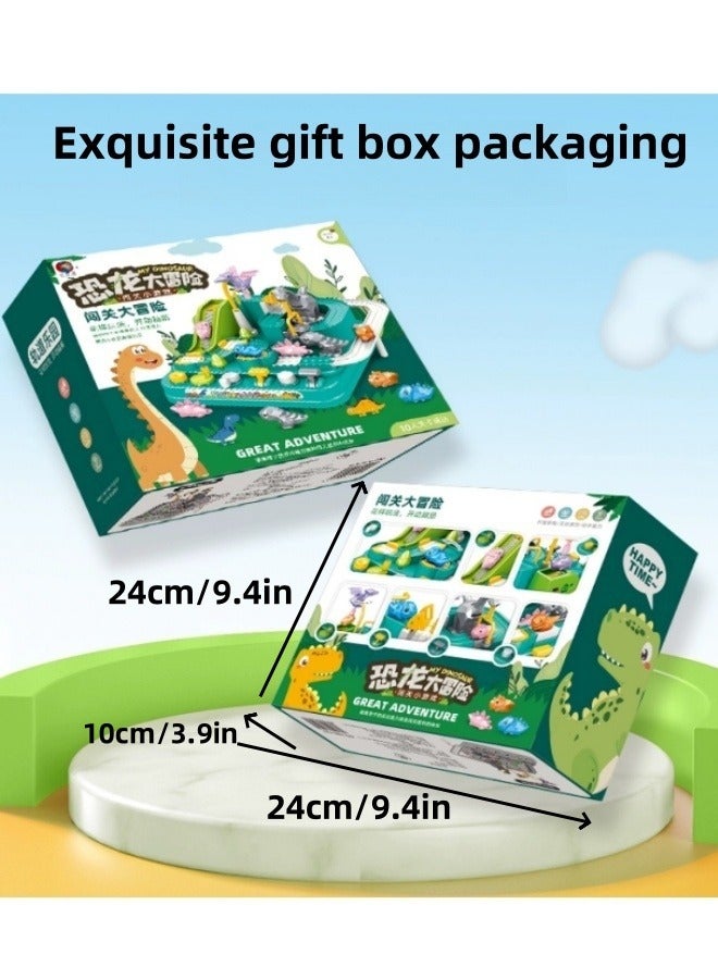 general Dinosaur Race Track Playset Toys with 3 Dinosaurs Toys,Toddler Car Adventure Toys Puzzle Rail City Rescue Game Playset,Climbing Hills Railcar and Toy Car Ramp Track, Colorful Dinosaur Vehicles Const - Image 2