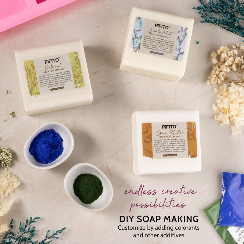 Pifito Soap Making Kit â”‚ DIY Soap Making Supplies - 3 lbs Melt and Pour Soap Base (Shea Butter, Goats Milk, Oatmeal), 8-Pack Oxide Pigment Colorants Sampler, Mold and Instructions - Image 3
