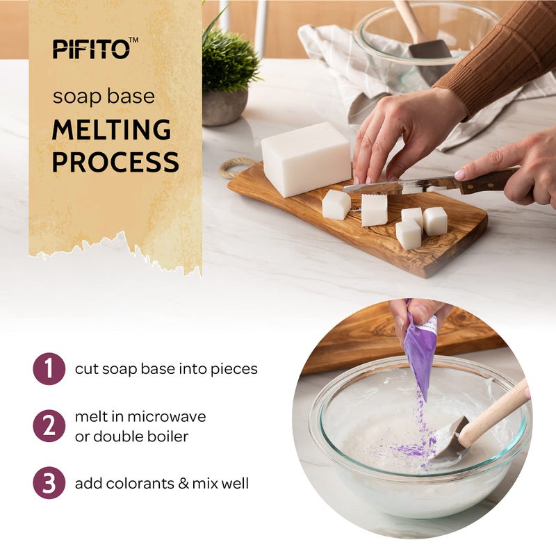 Pifito Soap Making Kit â”‚ DIY Soap Making Supplies - 3 lbs Melt and Pour Soap Base (Shea Butter, Goats Milk, Oatmeal), 8-Pack Oxide Pigment Colorants Sampler, Mold and Instructions - Image 5