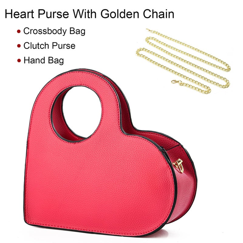 KURGOOL Heart Purse Clutch Purses and Handbags, Small Crossbody Bag with Golden Chain, Birthday Gifts for Women, Mom, Sister - Image 4