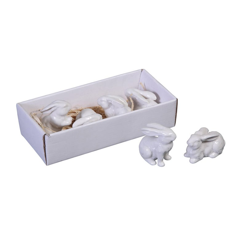 Creative CoOp White Ceramic Bunnies Set of 6 Pieces