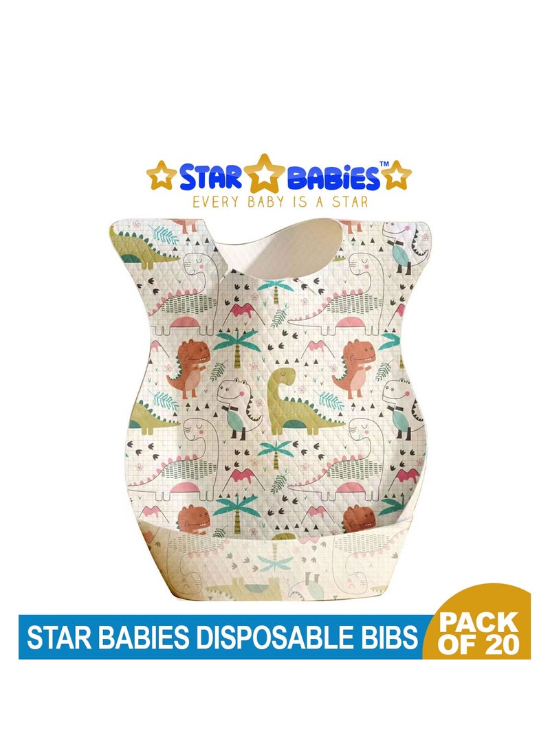 STAR BABiES Star Babies Disposable Bibs - Pack of 20 Dinosaur Print - New  - Image 2