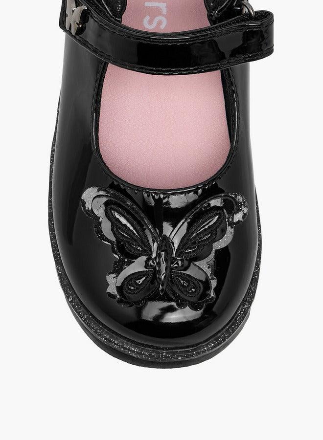 جونيورز حذاء ماري جين بناتي بتطريز فراشة وإغلاق بشريط لاصق - Image 4