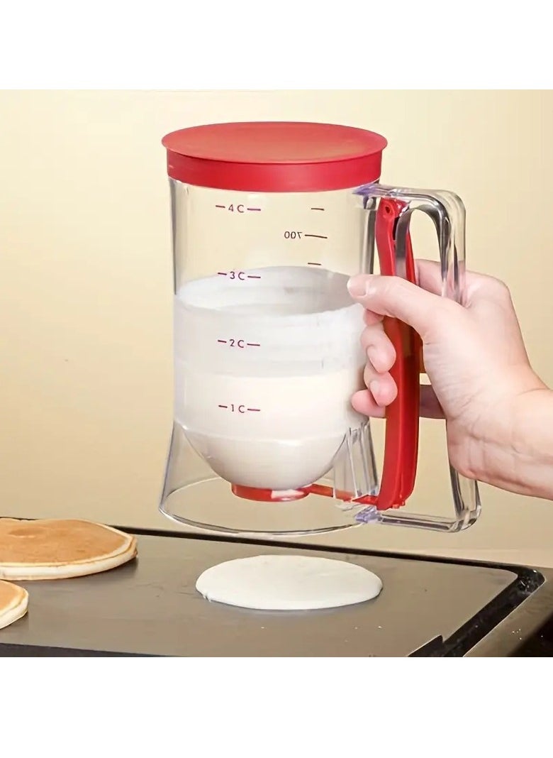 Arabest Batter Dispenser, Measuring Cup, Batter Separator, Butter Dispenser Funnel, Separator for Precise Manual Separation, For Kitchen Desserts(Red)  - Image 1
