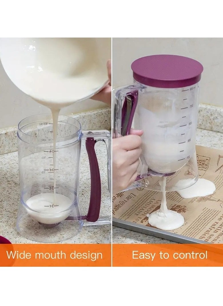 Arabest Batter Dispenser, Measuring Cup, Batter Separator, Butter Dispenser Funnel, Separator for Precise Manual Separation, For Kitchen Desserts(Red)  - Image 2