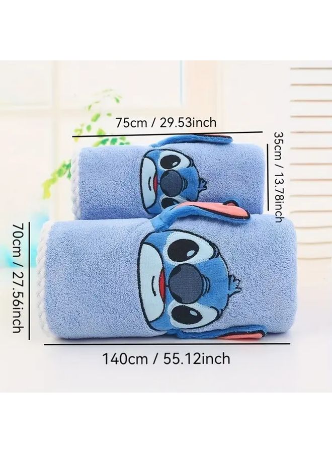 Stitch Blue Bath Towel Set Thickened Enlarged Soft Quick Dry Absorbent - Image 4