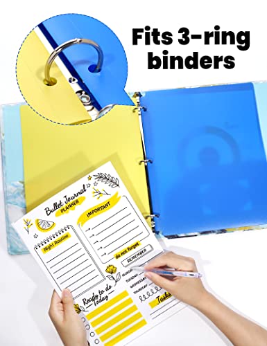 SUNEE 3 Hole Folders with Pockets (6 Pack, Assorted Color) Plastic Folders for 3 Ring Binder, Heavy Duty Binder Folder for Document for School, Students, Teachers, Office Staf - Image 4