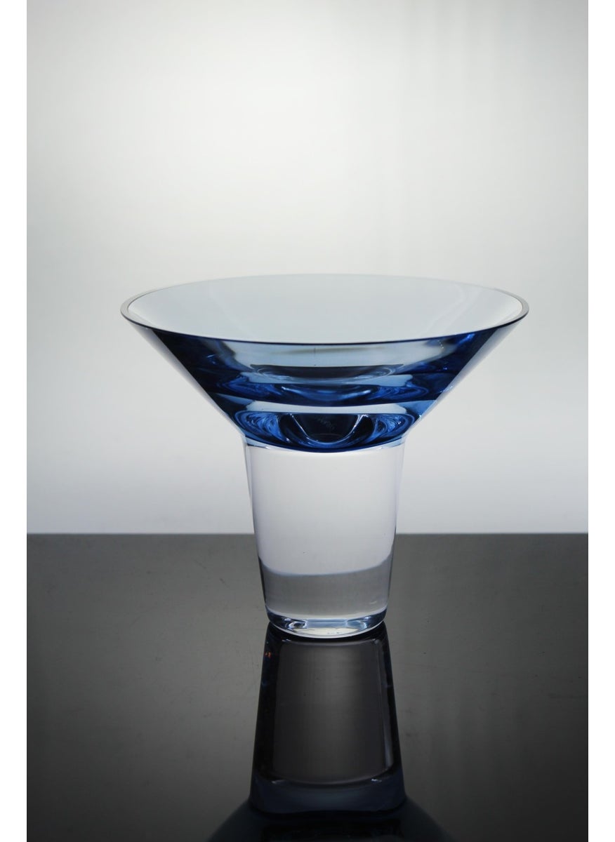 Paşabahçe Denizli Glass Fountain Royal Crystal Blue Decorated Martini Stem Glass 1 Piece 22056  - Image 1