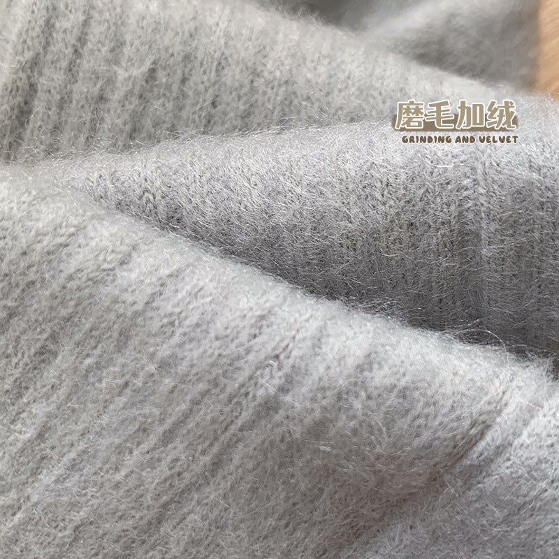 Girls' Thin Velvet Scrub Pantyhose Korean-Style All-Match Vertical Stripe Large Elastic Warm Leggings Grey Base - Image 4