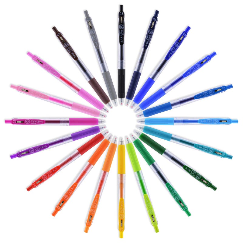 Zebra Pen Sarasa Clip Retractable Gel Pen, 0.5mm Fine Point, Rainbow Assorted Colors, Ideal for Teacher Gifts, School Supplies and Office Supplies, 12-Pack (44100) - Image 5