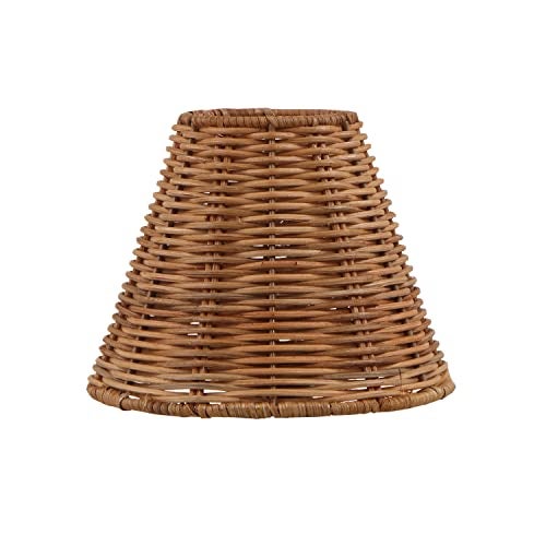 Aspen Creative 51003 Empire ClipOn Chandelier Lamp Shade Natural Rattan 3 Top x 6 Bottom x 5 Slant Height - Image 3