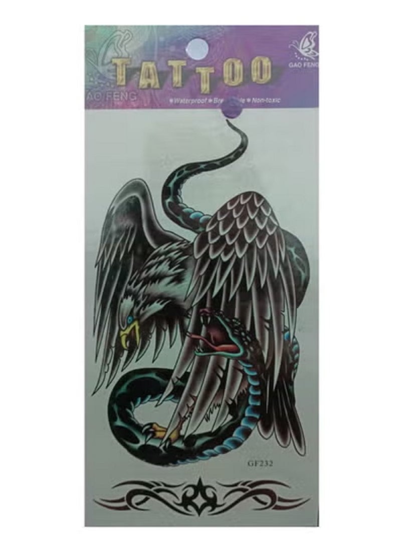 تاتؤ مؤقت مقاوم للماء علي شكل نسر مثير يمسك ثعبانًا تصميم جميل وجذاب - Image 2