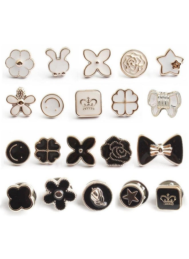 ARLICORPING 20Pcs Women Shirt Brooch Buttons Pearl No Sew Button Pins Instant Button Jeans Button Pins Women Shirt Safety Brooch (BROOCH BUTTON_PK_J) - Image 1