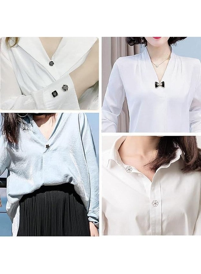 ARLICORPING 20Pcs Women Shirt Brooch Buttons Pearl No Sew Button Pins Instant Button Jeans Button Pins Women Shirt Safety Brooch (BROOCH BUTTON_PK_J) - Image 2
