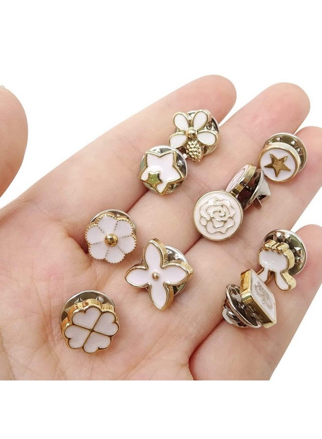 ARLICORPING 20Pcs Women Shirt Brooch Buttons Pearl No Sew Button Pins Instant Button Jeans Button Pins Women Shirt Safety Brooch (BROOCH BUTTON_PK_J) - Image 5