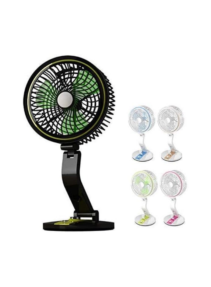 مروحة قابلة للطي وقابلة للشحن مع مصباح LED 360 درجة (متعددة الألوان)، عدد المنافذ: 4، 10.0 واط ساعي - Image 2