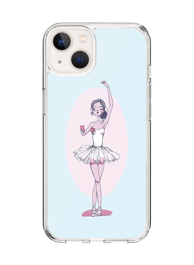 Stylizedd Classic Clear Case for Apple iPhone 14 Hybrid Soft Case Flexible Edges Anti Drop TPU PC Gel Thin Transparent Cover [ Designed for Apple iPhone 14 ] - Twirling Ballerina Full Print - Image 1