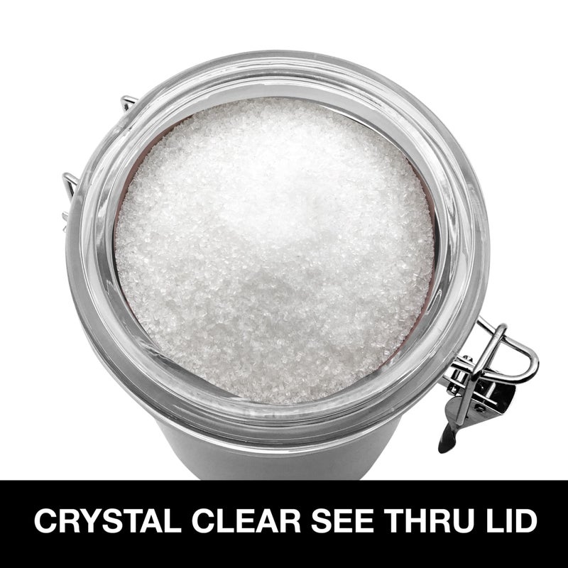 Oggi Stainless Steel Sugar Canister 62 fl oz - Airtight Clamp Lid  Clear See-Thru Top - Ideal Sugar Container for Countertop  Sugar Jar  Bulk Sugar Storage. Large Size 5"" x 7.5"". - Image 4